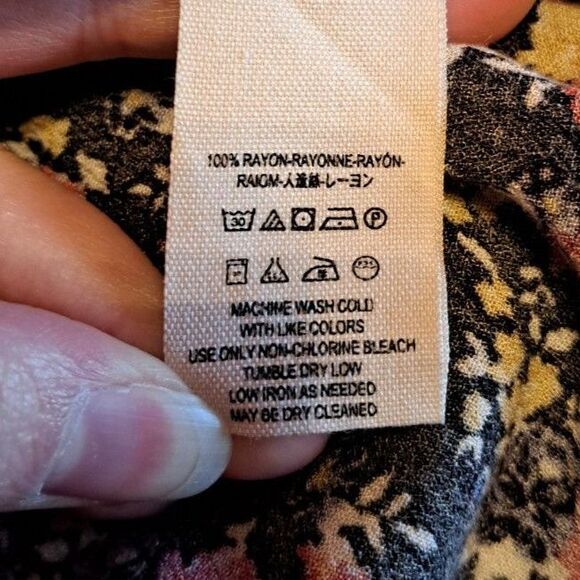 Free People Wildflower Fields Multi Color Long Sleeve Henley Top Size Small - Picture 11 of 12